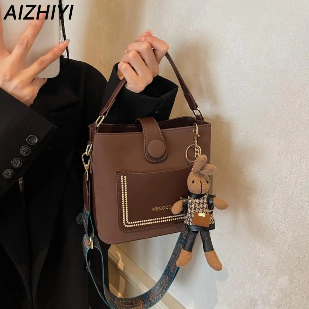 Bucket Bag Trendy Crossbody Handbag Purses for Women PU Leather Shoulder Bag Vintage Messenger Bags Travel Work Bag 241201
