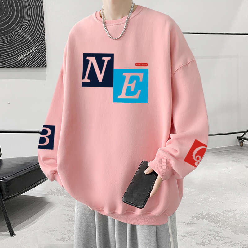 Autumn and winter trend loose letter 3D printed Hong Kong style versatile casual top round neck hoodie
