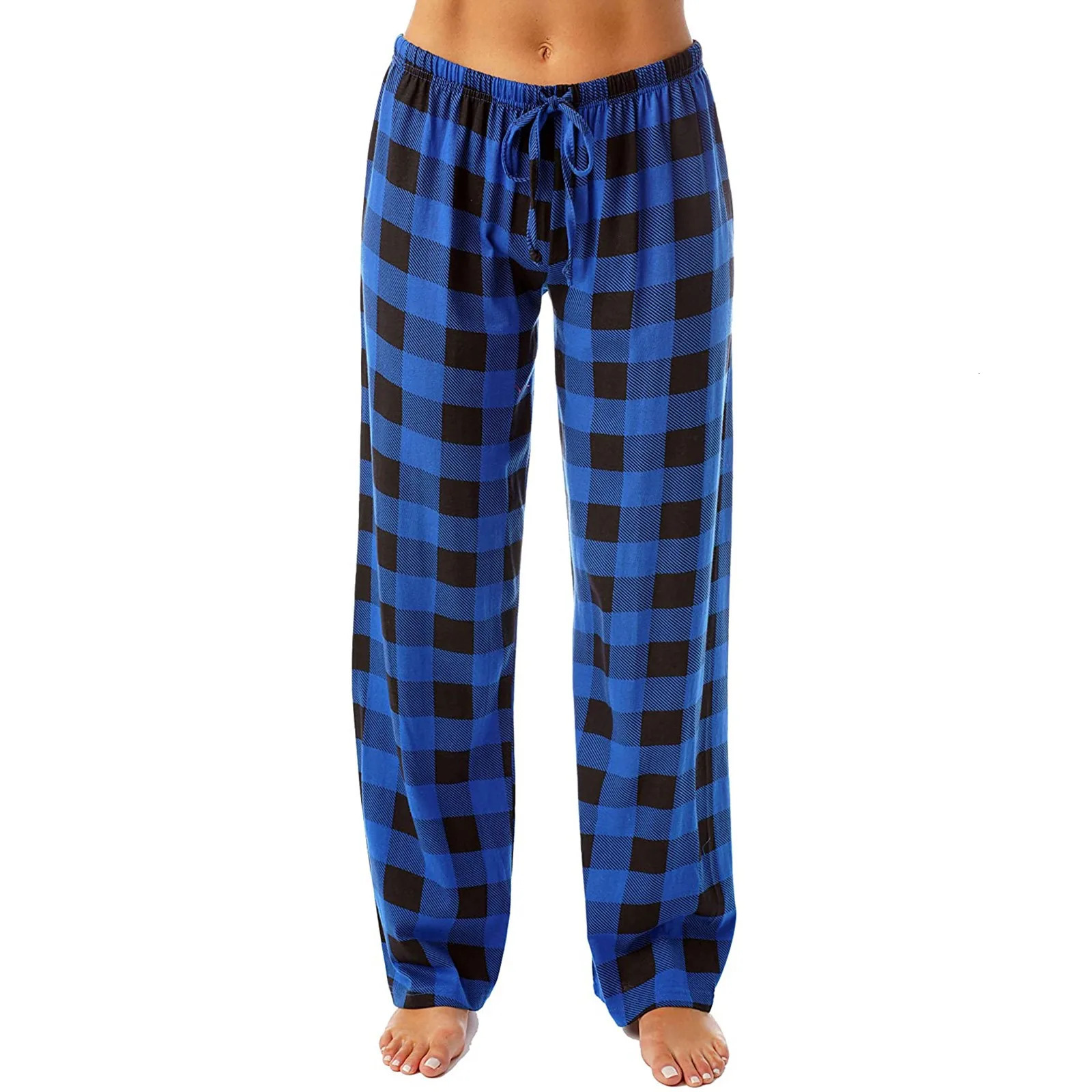 Women Christmas Pajama pants Autumn Winter Plaid Printed Pants Fashion Casual Wide Leg Clothing Streetwear 241121Z