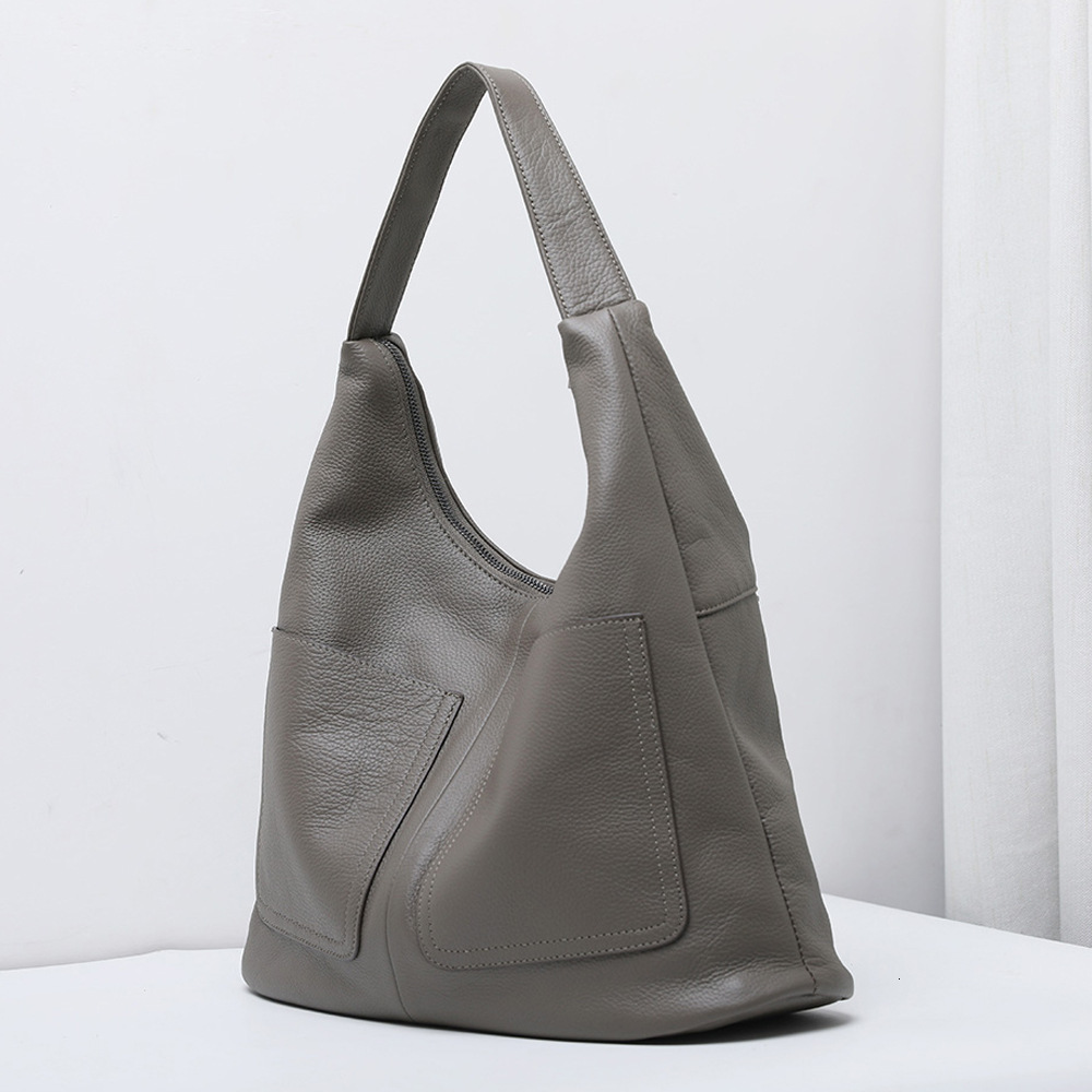 100% top layer cowhide armpit shoulder large capacity soft leather women's versatile casual bucket bag