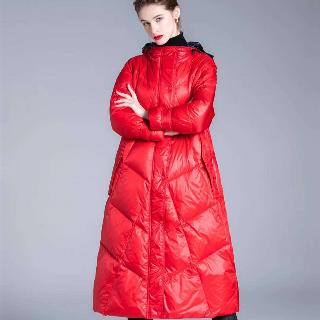 Large size fashion trend designer winter women's clothing simple 90 white duck loose medium length warm down jacket