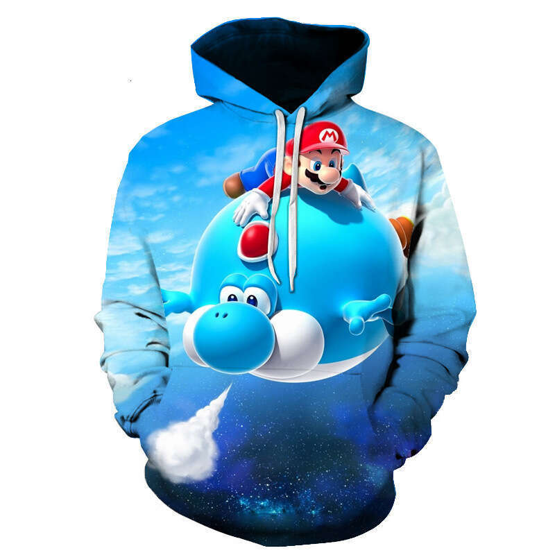 New Mario series 3D digital printing autumn and winter long sleeved hooded sweatshirt classic gaming peripherals