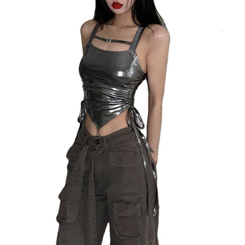 2023 Spring/Summer New Women's Wear Solid Color Slimming Fashion Strap Drawn and Sexy Backless Tank Top for Women