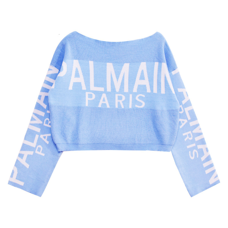 Autumn and winter new niche single shoulder short knit shirt, loose meat blocking long sleeved top, designer women's clothing