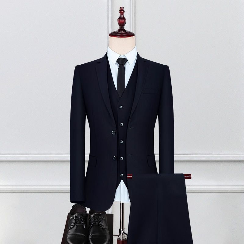 H368 Men's slim fit stylish black suit wedding banquet suit personality trend dress suit