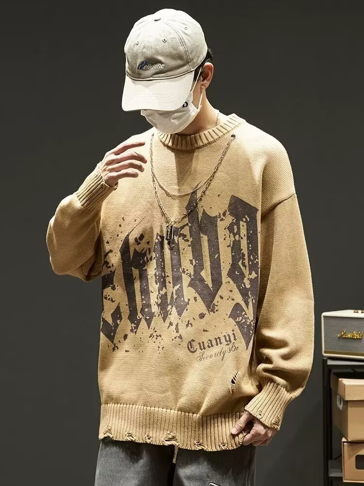 New round neck knitted sweater fashion brand cool autumn and winter basic shirt new men's temperament slim fit top designer trendy hoodie