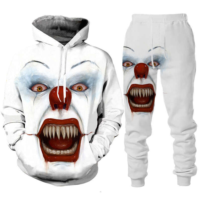 Joker 3D Digital Printed Pants 2024 New Men's Hooded Casual Sweatshirt Set
