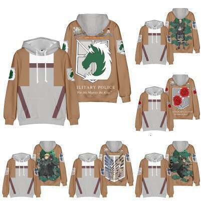 Autumn winter new attacking giant 3D digital printed for men and women anime peripheral hooded casual hoodie