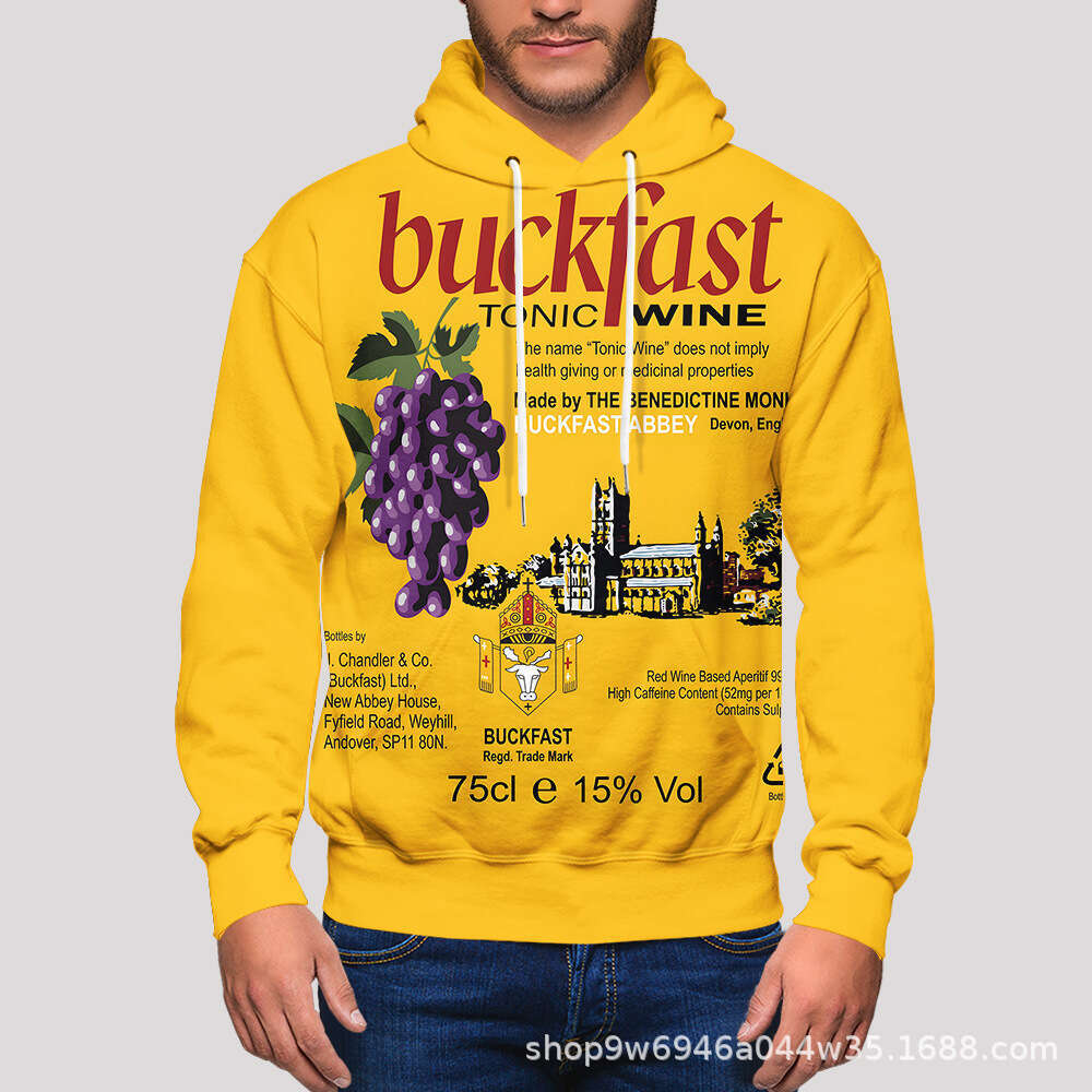 European and American new winery 3D digital printed street sports shirt men's hooded casual sweatshirt