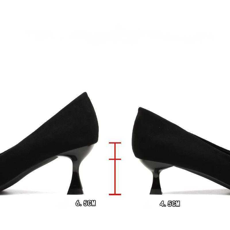 slim heel pointed toe womens work shoes black versatile shallow mouth womens commuting simple professional single shoe