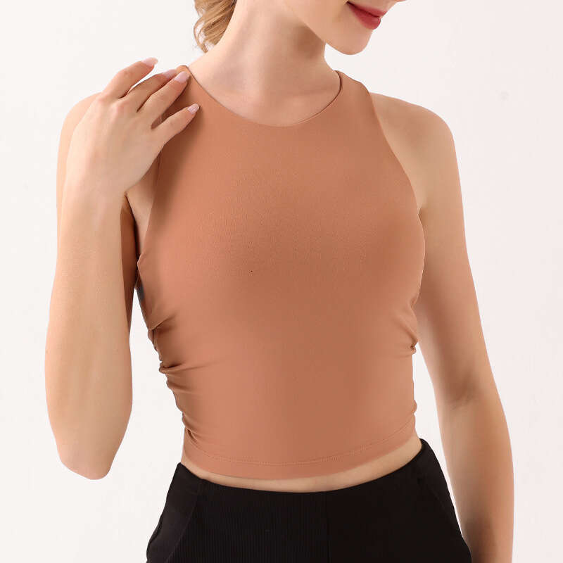 New spring and summer elastic sports women with chest cushion clothes, sleeveless yoga vest for running