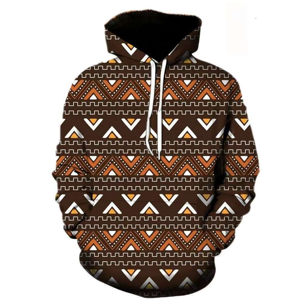 Autumn winter new European and American 3D digital printed ethnic style jacket men's casual hooded sweatshirt