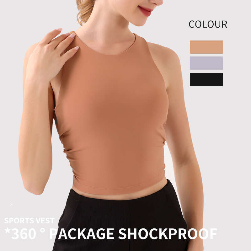 New spring and summer elastic sports women with chest cushion clothes, sleeveless yoga vest for running