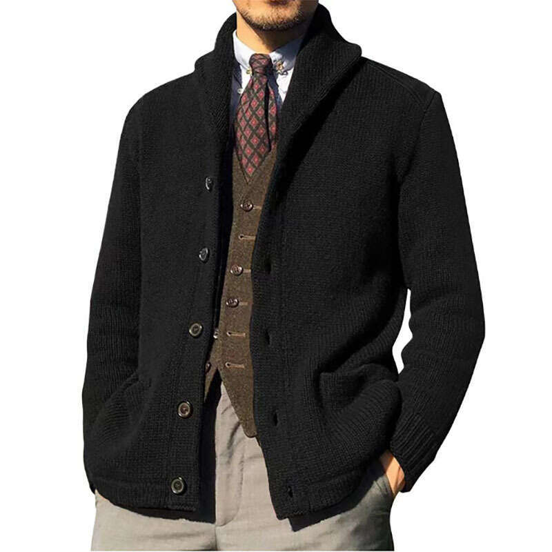 autumn winter men's woolen cardigan casual warm commuting sweater 2024 new style chic and elegant clothing