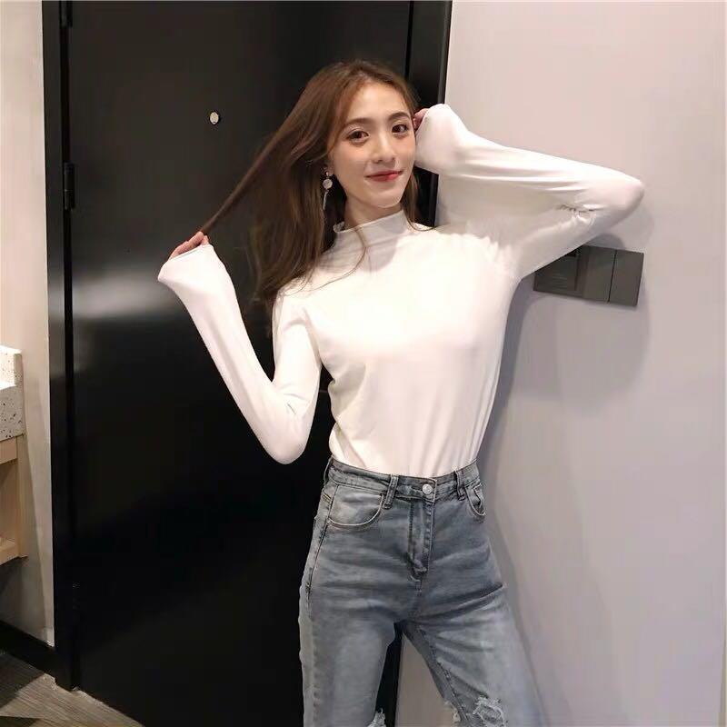 New women's long sleeved autumn and winter pullover with slim fit and tight fit, Korean knitted designer sweater top