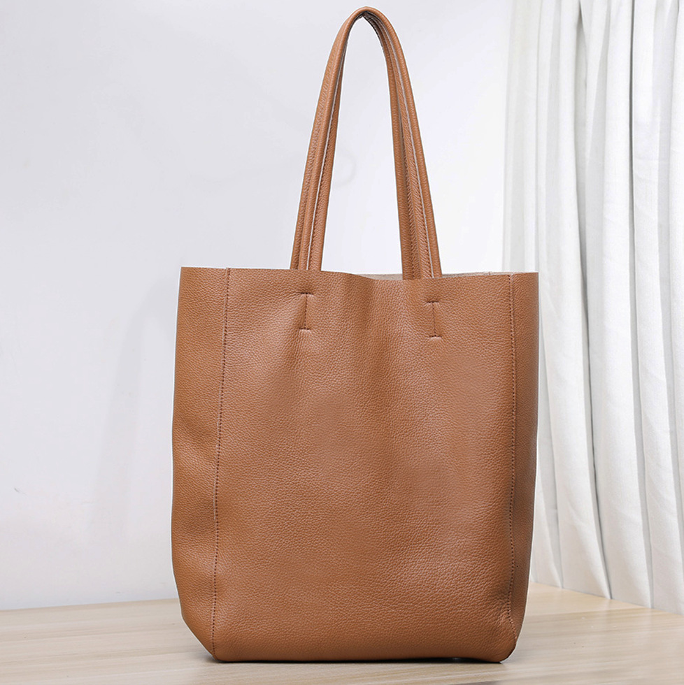 Head layer cowhide large capacity women's tote bag, genuine leather soft leather, artistic style Korean version, simple shoulder bag