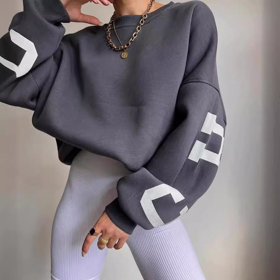 Fashion Thickened Versatile Top Long Sleeve autumn sweater print ladies fashion