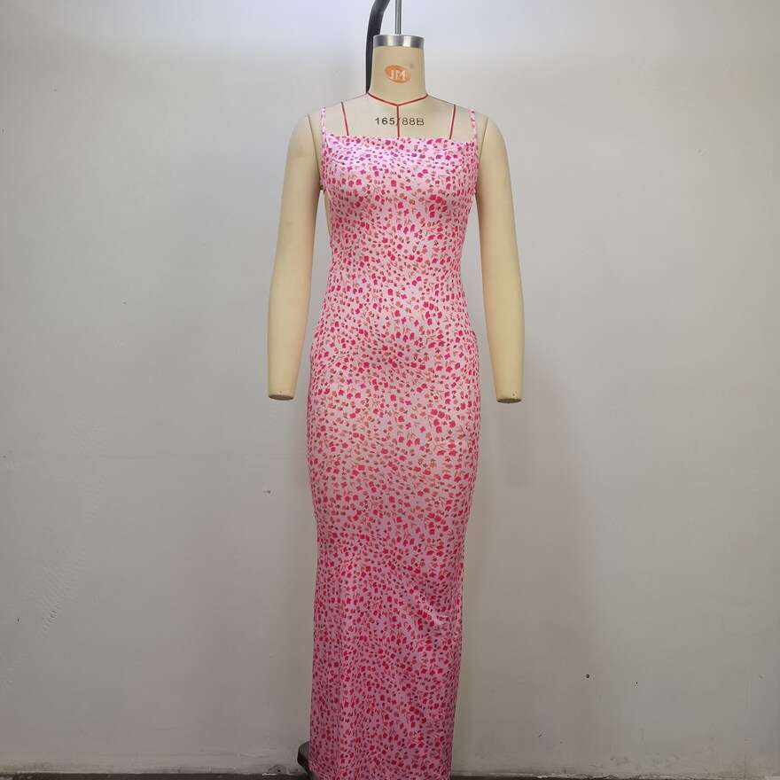 2024 Spring/Summer Instagram Women's Fashion New Sexy Slim Fit Open Back Suspended Strap Fragmented wer Dress for Women
