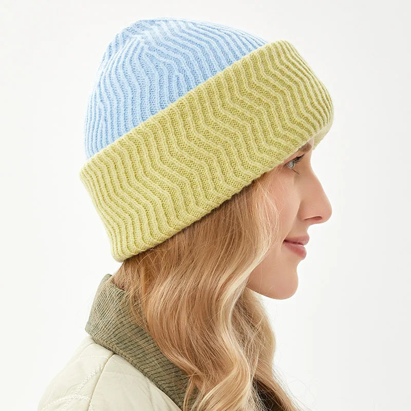 Balaclava Womens Hat Ski Mask 2024 Winter Accessories Beanie Patchwork Knit skull Cap Bonnet Skullies Beanies Hip Hop 241125