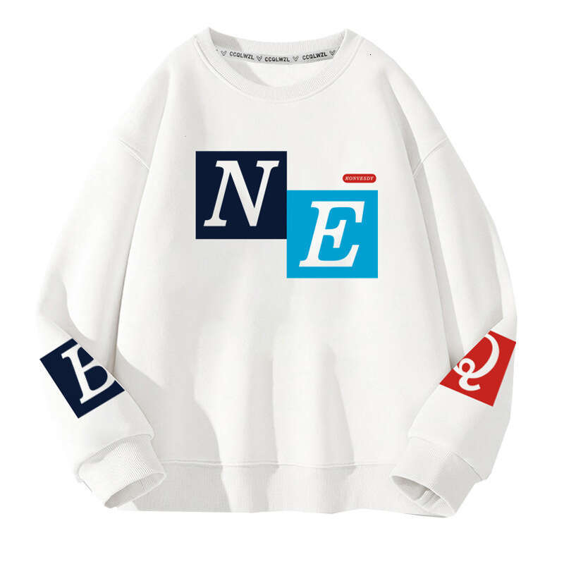 Autumn and winter trend loose letter 3D printed Hong Kong style versatile casual top round neck hoodie