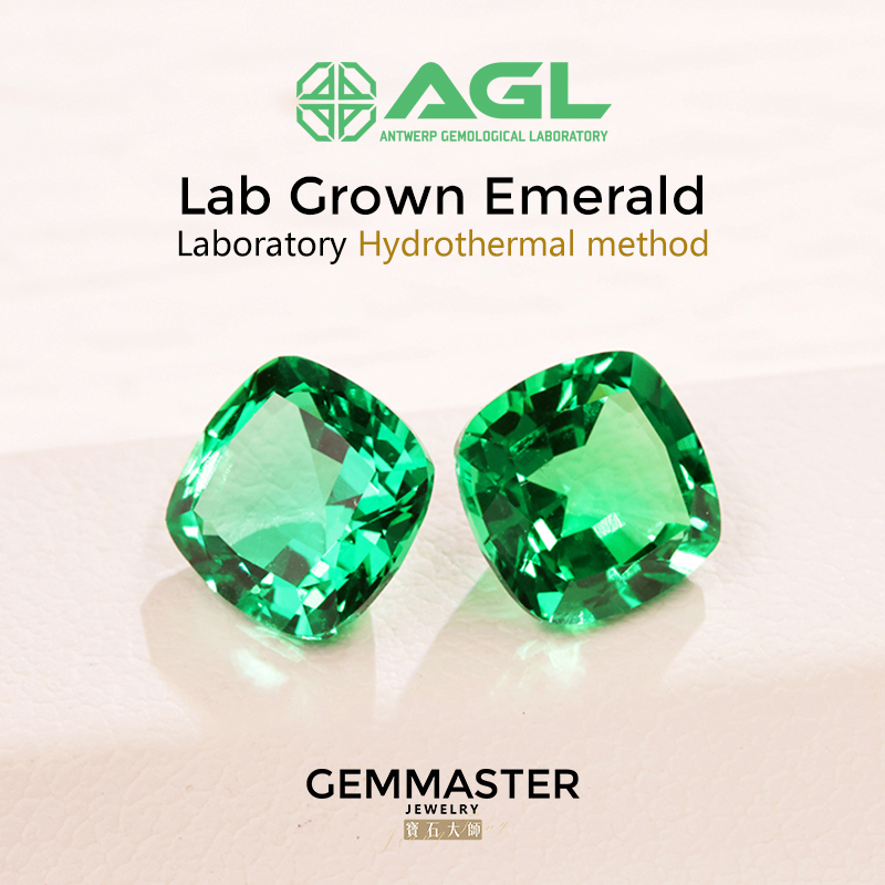 Cushion Lab Emerald Green Gemstone With AGL certificate Colombian color VVS Loose Emerald Hydrothermal method Lab grown Emerald