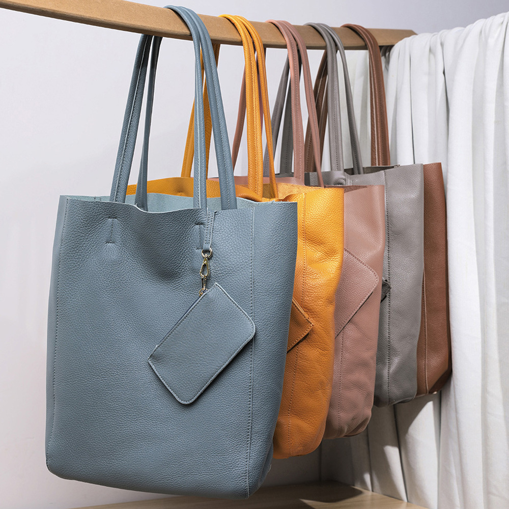 Head layer cowhide large capacity women's tote bag, genuine leather soft leather, artistic style Korean version, simple shoulder bag