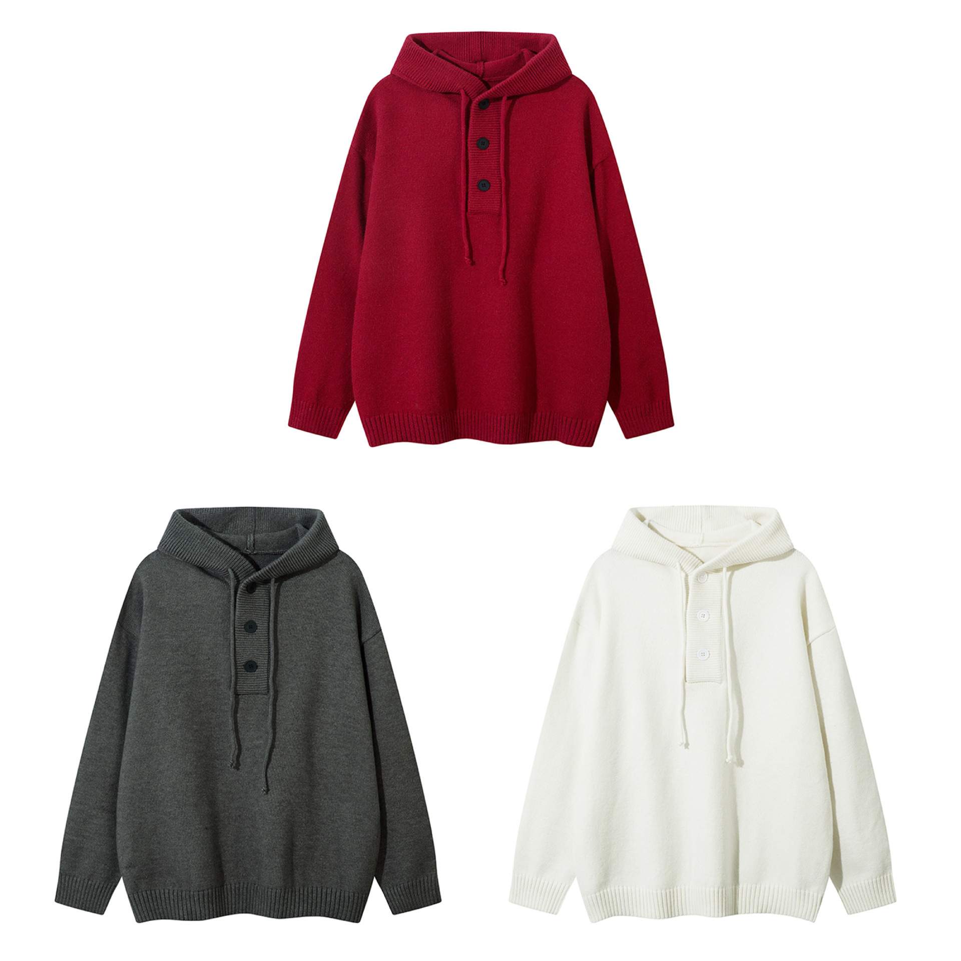 New AKanbullet American Grey Hooded Sweater with Lazy Style for Autumn and Winter, High Quality Knitted Top by Male and Female Designers