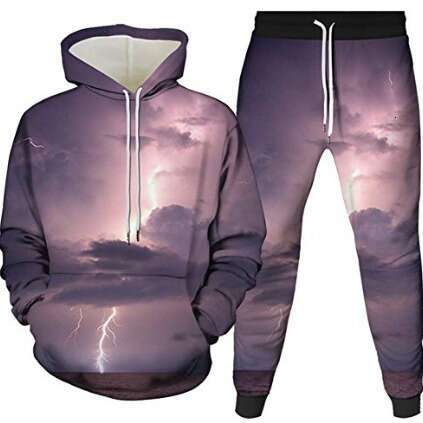 New Spring and Autumn Couple Set Burger French Fries 3D Digital Printing Hoodie Pants