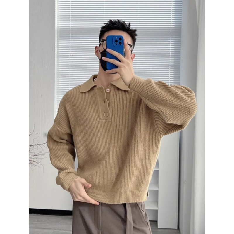 New American high-end autumn and winter collection, men's loose knit pullover sweater, fashionable designer shirt top