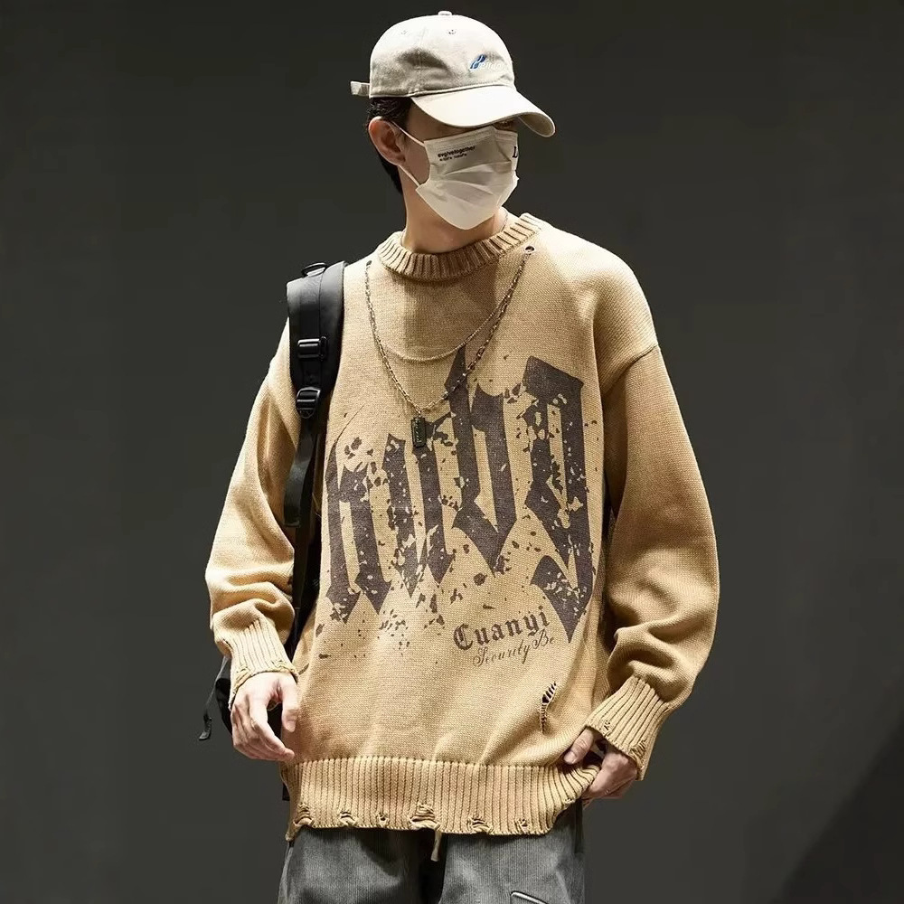 New round neck knitted sweater fashion brand cool autumn and winter basic shirt new men's temperament slim fit top designer trendy hoodie