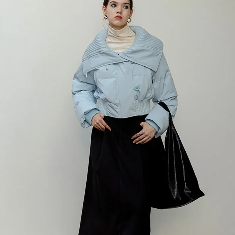 HELIAR Women Irregular Patchwork Thicken Jacket Zipper Casual Warm Cottonpadded Loose Short Down Coat Fall Winter 241125