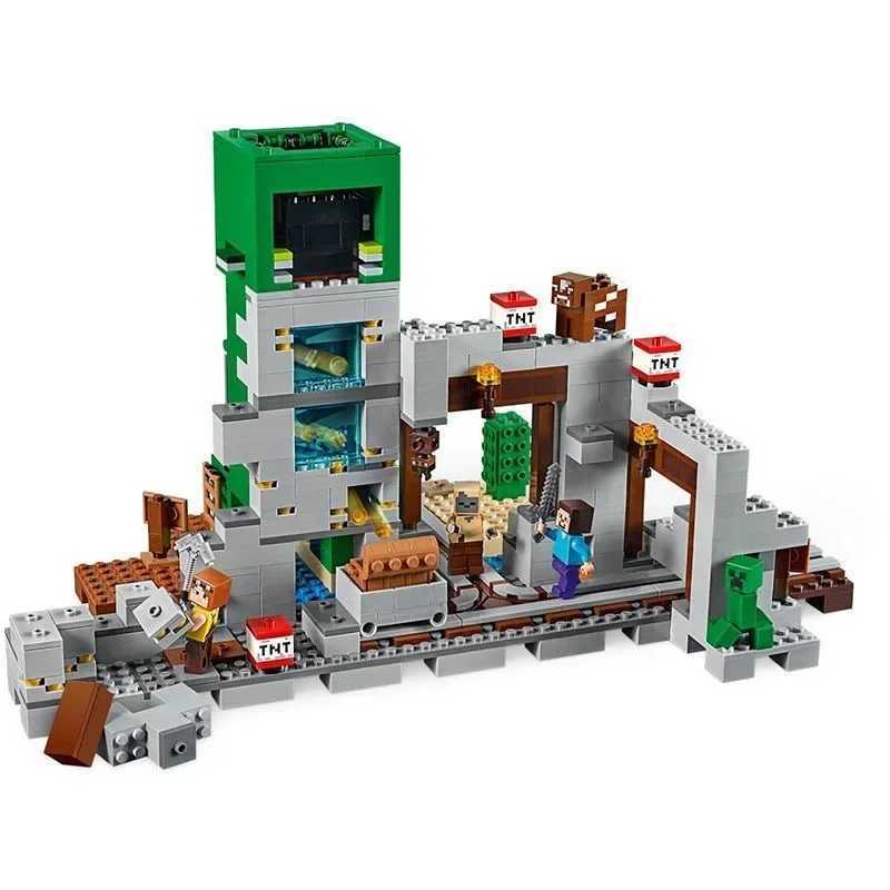 852pcs Game My World The Mine With Rail Track Minecart Desert Mesa Statue 11363 Building Blocks Toys Compatible With ModelC250117