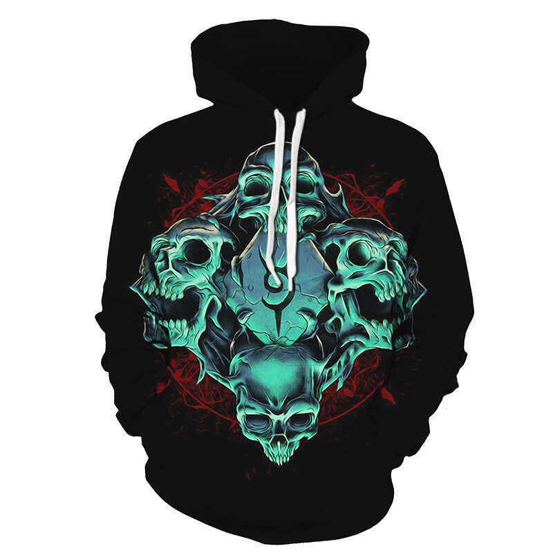 Men's women's autumn/winter European and American skeleton 3D digital printing fashionable casual couple outfit hooded sweatshirt