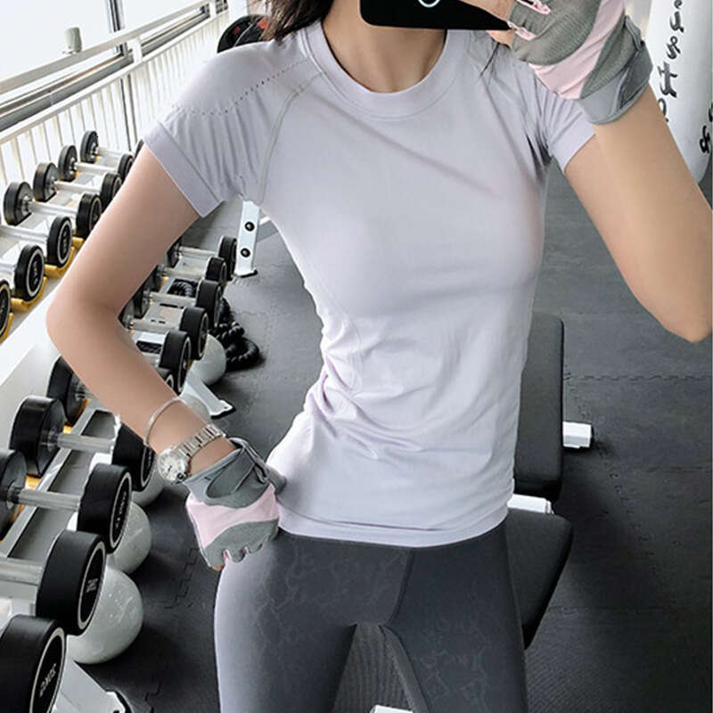 New sports t-shirt, female internet celebrity, sexy, beautiful back, fiess suit, quick drying, running training, short sleeved yoga top, summer