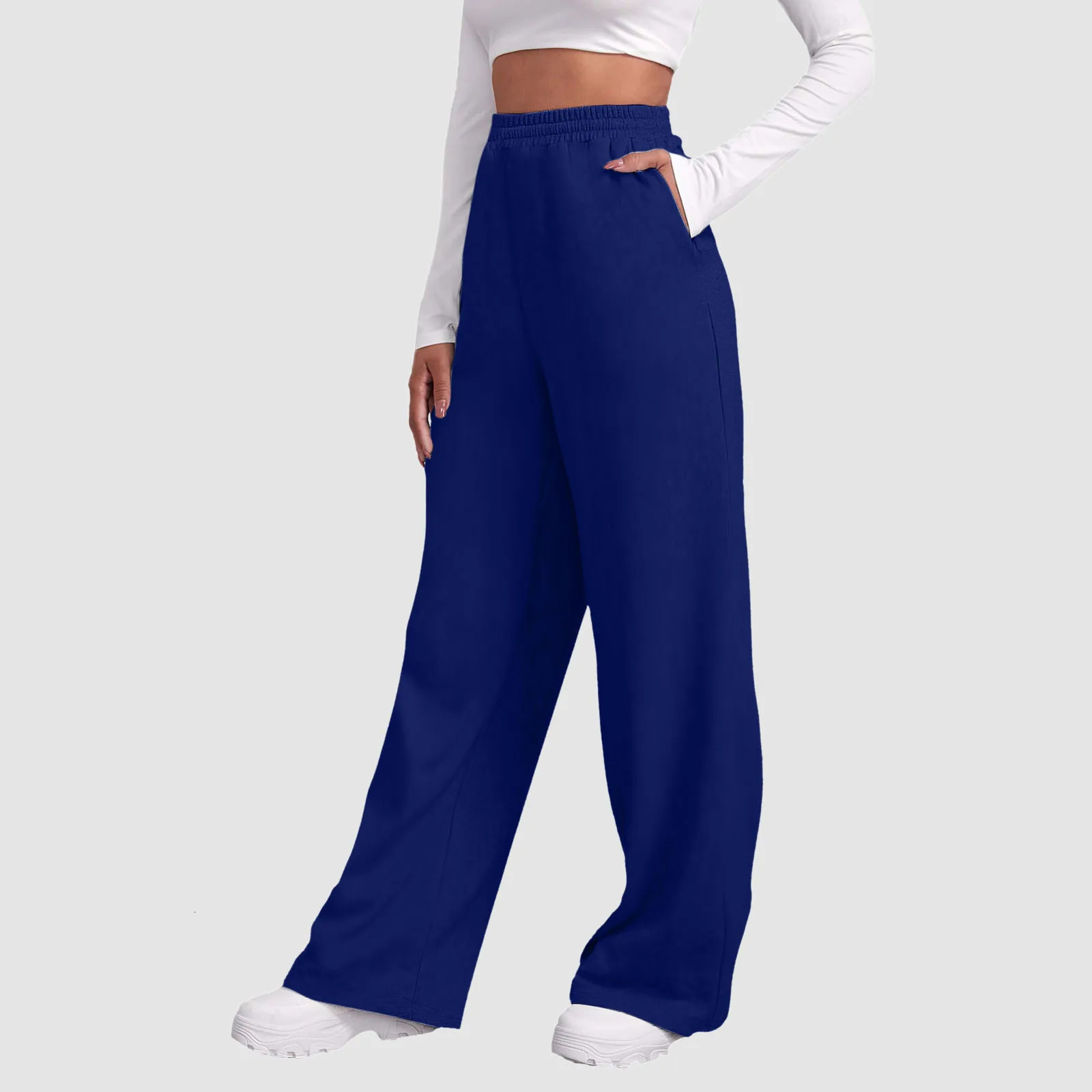 Womens Fleece Lined Sweatpants Wide Straight Leg Pants Bottom Joggers Workout High Waisted Yoga With 241121Z