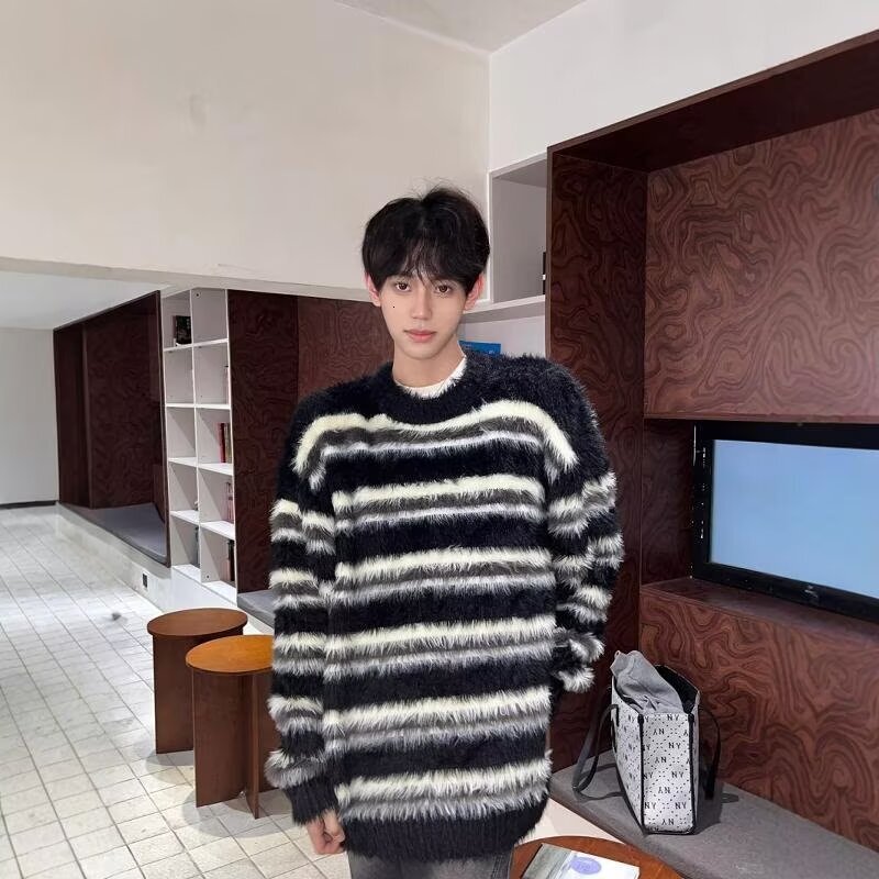 New round neck knitted sweater fashion brand cool autumn and winter basic shirt new men's temperament slim fit top designer trendy hoodie