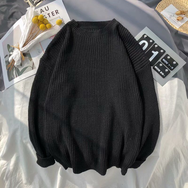 New Simple Round Neck Men's New Winter Fashion Brand Lazy Style Loose Fried Dough Twisted Designer Sweater