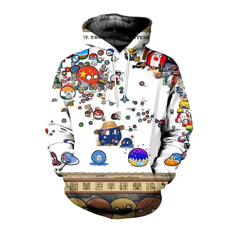 2024 Fashion Autumn/Winter New International Small Ball 3D Digital Printed Men's and Women's Casual Hoodie
