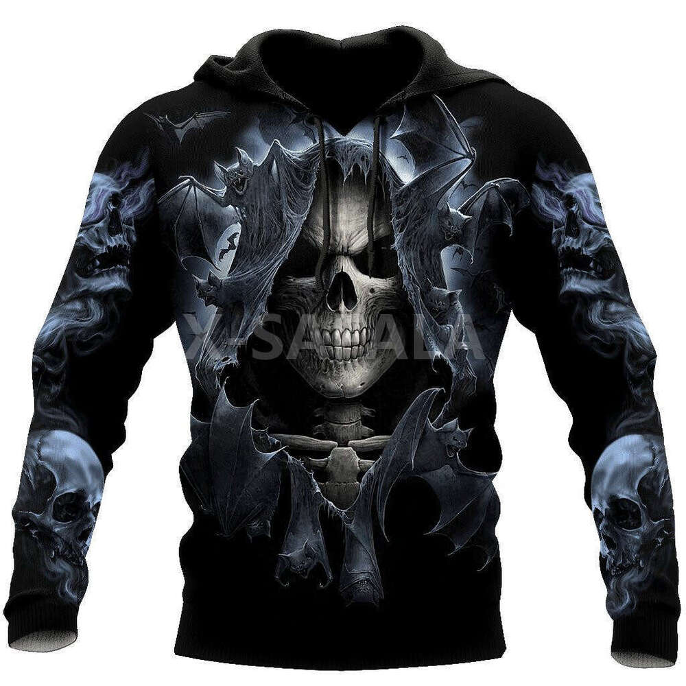 European American Spring and Autumn New Skeleton 3D Digital Printed Loose Men's Casual Hoodie