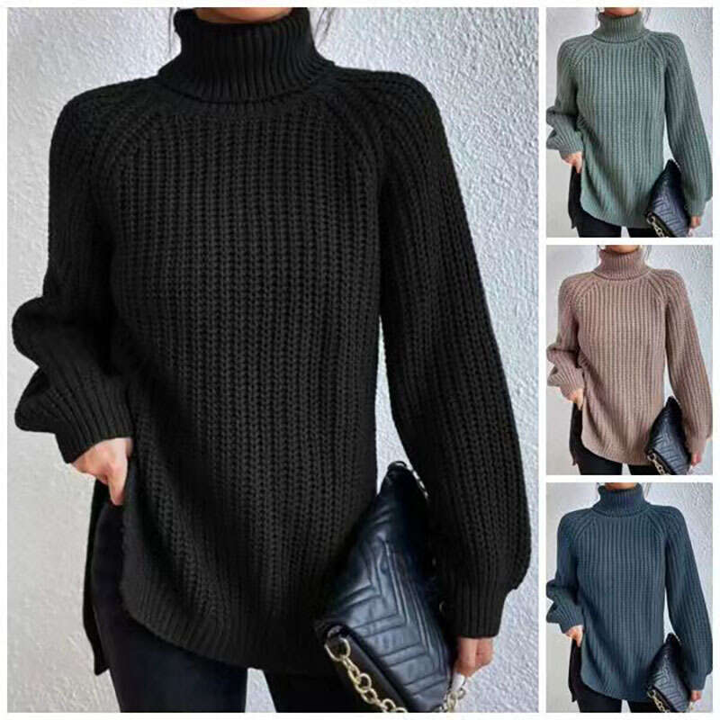 Autumn/Winter European and American Women's Woolen High Collar Thick Sweater 2024 New Casual Versatile Fashion Clothing