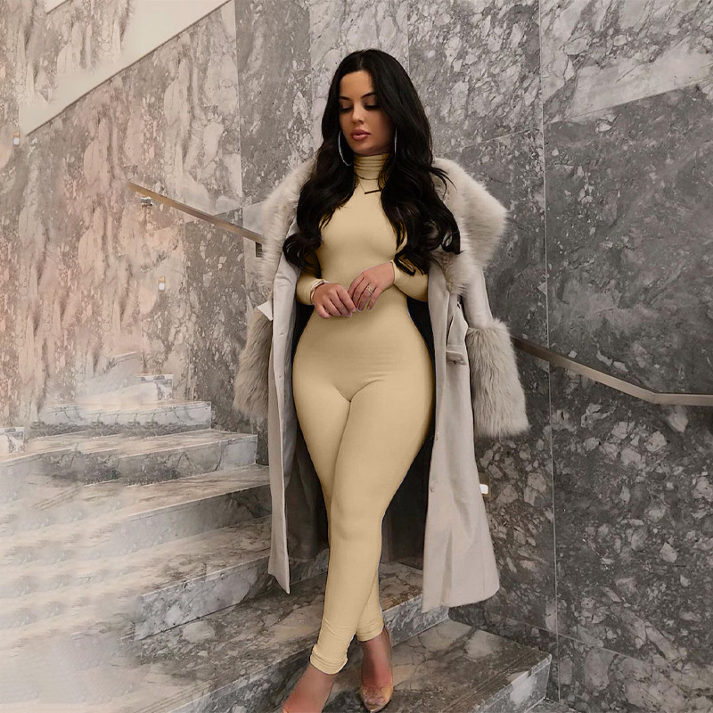 Women's Autumn And Winter New Solid Color Tight Fitness Jumpsuit Pants For Children