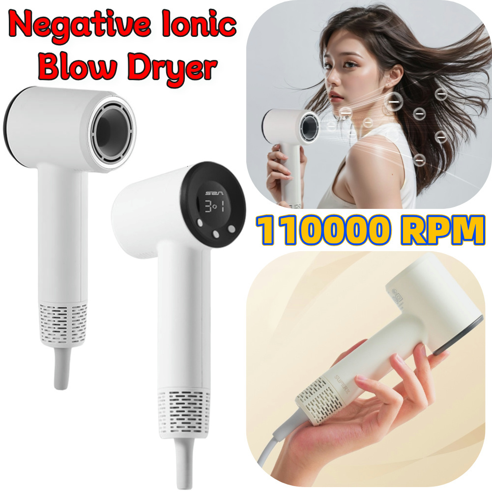 Negative Ionic Blow Fast Drying Dryer 110000 RPM Brushless Motor High Speed Low Noise Thermo-Control Hair Dryer