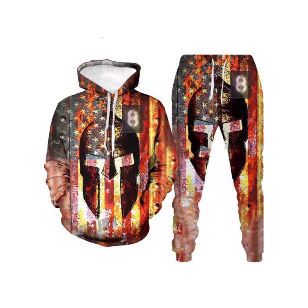 2024 Autumn/Winter Popular 3D Printed Men's Hoodie with Hat Sweater and Pants Set