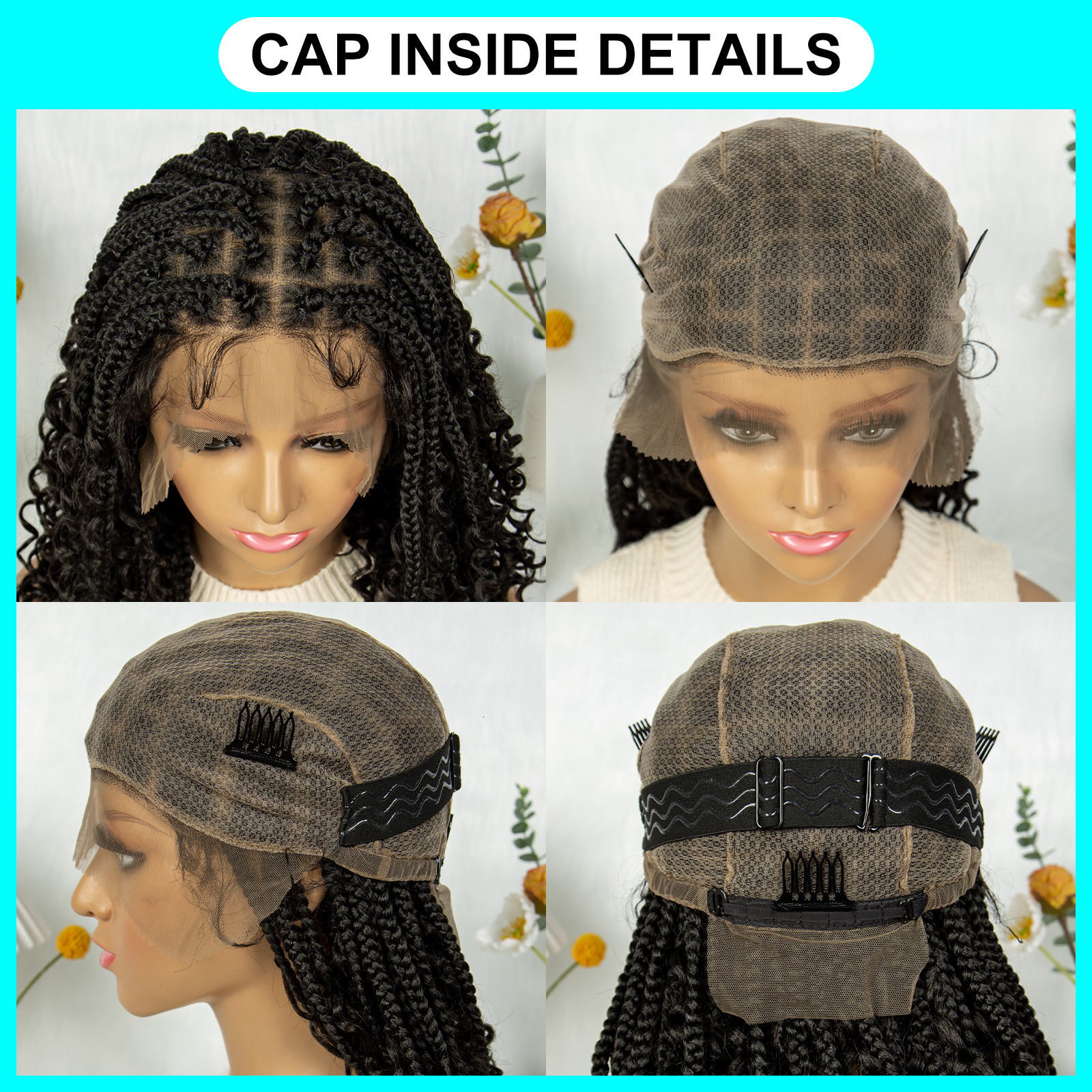 Kima Short Bohemian Box Braided Wigs Boho Braids Wig Synthetic Full Lace Curly With Baby Hair For Black Women