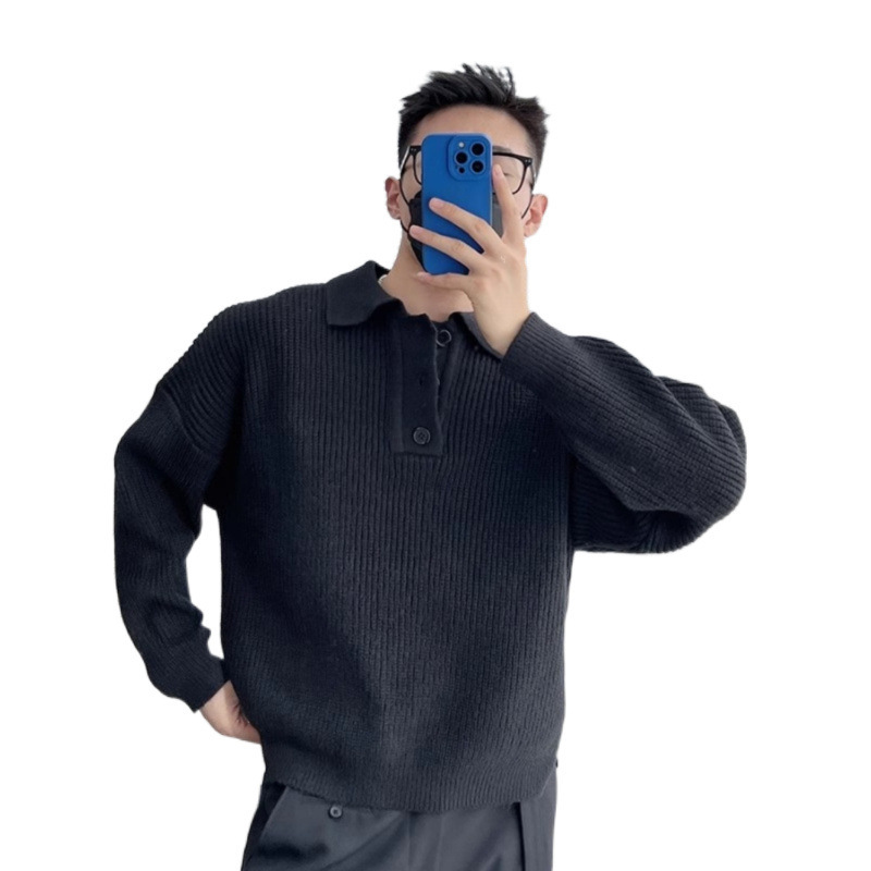 New American high-end autumn and winter collection, men's loose knit pullover sweater, fashionable designer shirt top