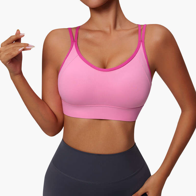 INS European American sports with strong contrasting color and fixed integrated shock-absorbing running, gathering Pilates backless bra