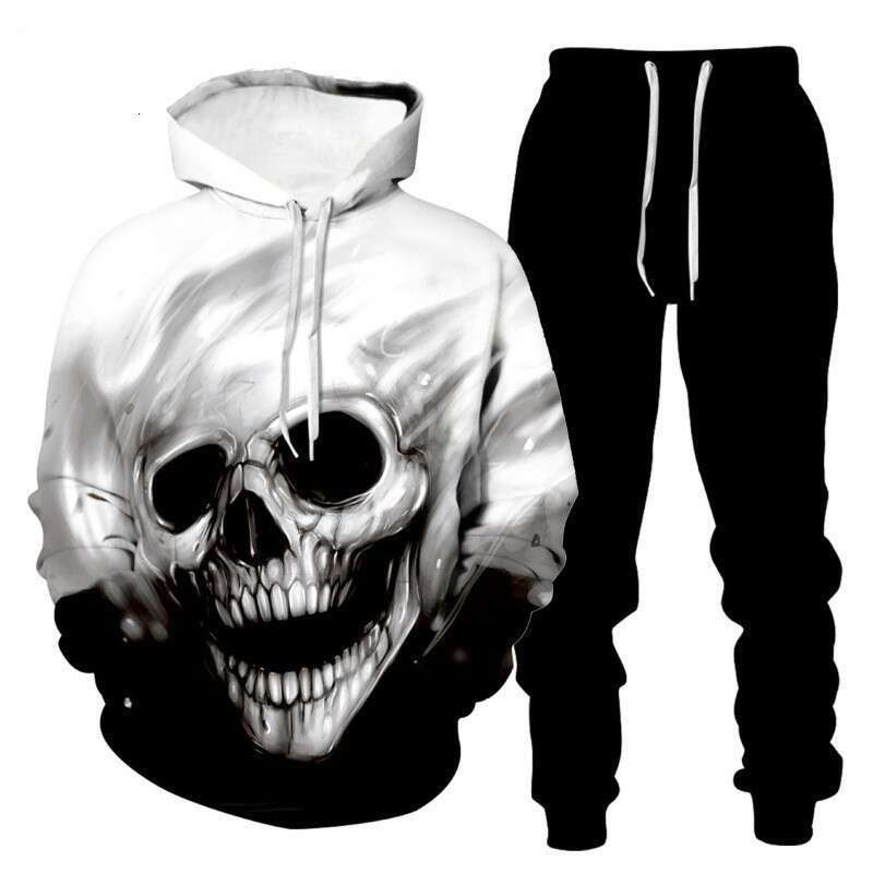 2024 Autumn/Winter Popular 3D Printed Men's Hoodie with Hat Sweater and Pants Set