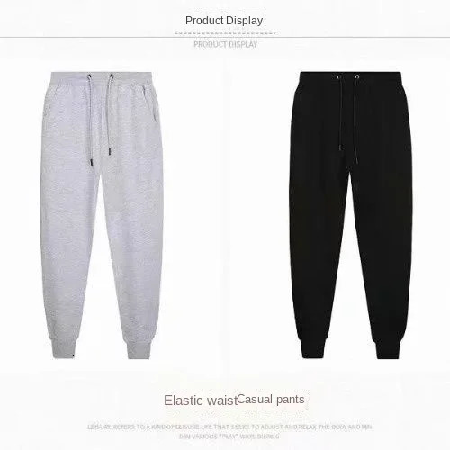 Mens Cotton Casual Pants Thickened Drawstring Sweatpants Loose Plus Size and Ankle Black Gray 241120