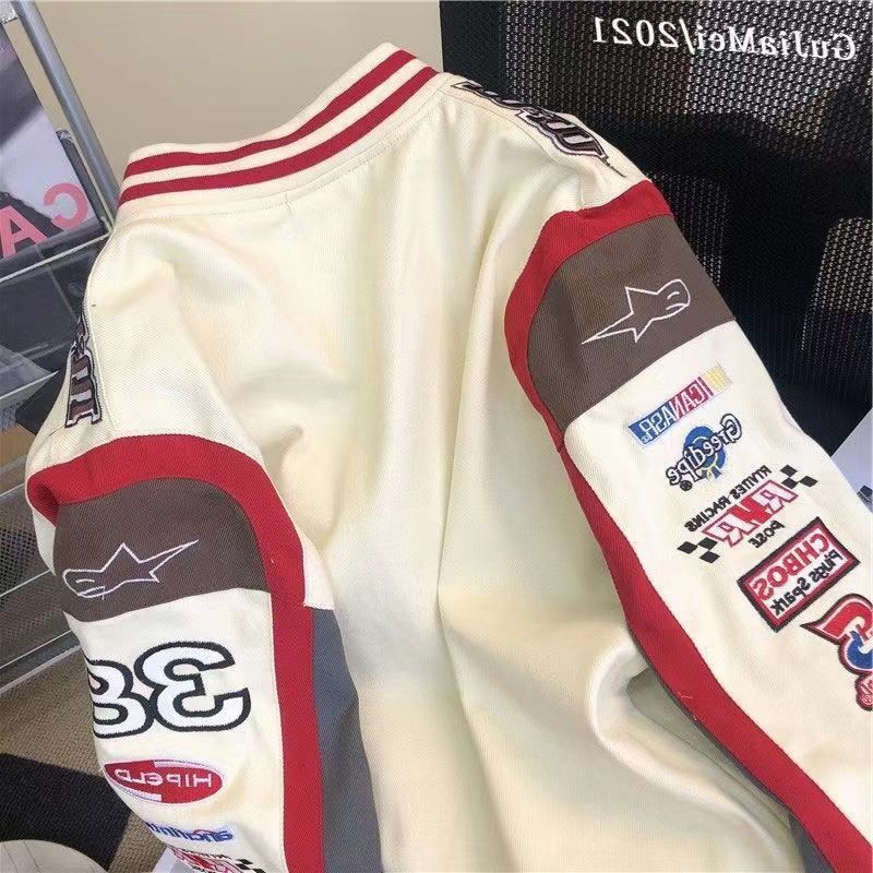 Spring And Autumn American Motorcycle Coat Men's Handsome Hip Hop Loose Versatile Couple Baseball Jacket Top