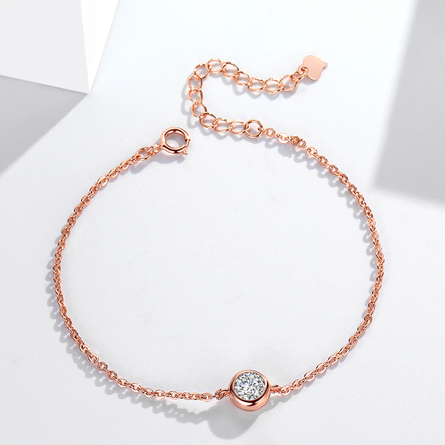 Simple Fashion Jewelry Wedding Bracelet Real 925 Sterling Silver Round Cut White Lab Moissanite Diaond Gemstones Party Gold Women Bangle For Lover Gif